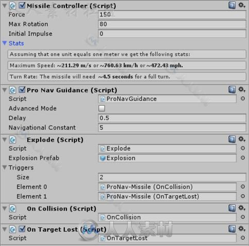 强大的导弹行为脚本Unity素材资源