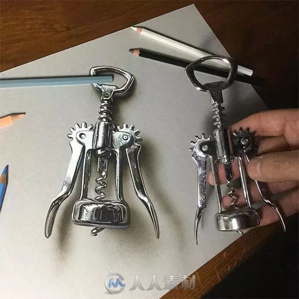 超逼真的3D彩色铅笔绘画作品