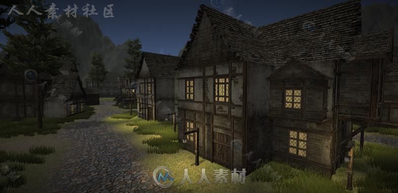 中世纪城镇幻想环境模型Unity3D素材资源