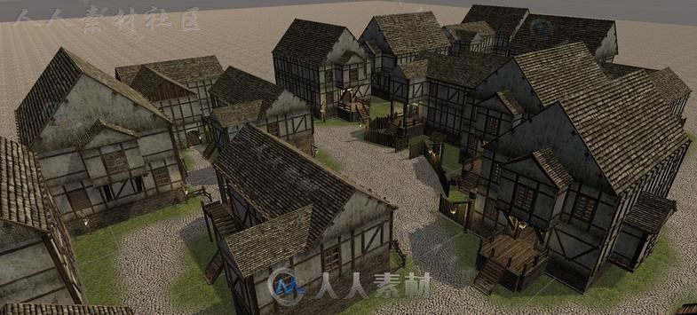 中世纪城镇幻想环境模型Unity3D素材资源