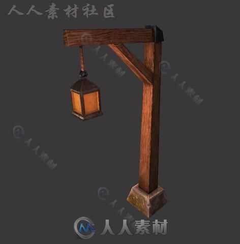 中世纪的光源室外道具模型Unity3D素材资源