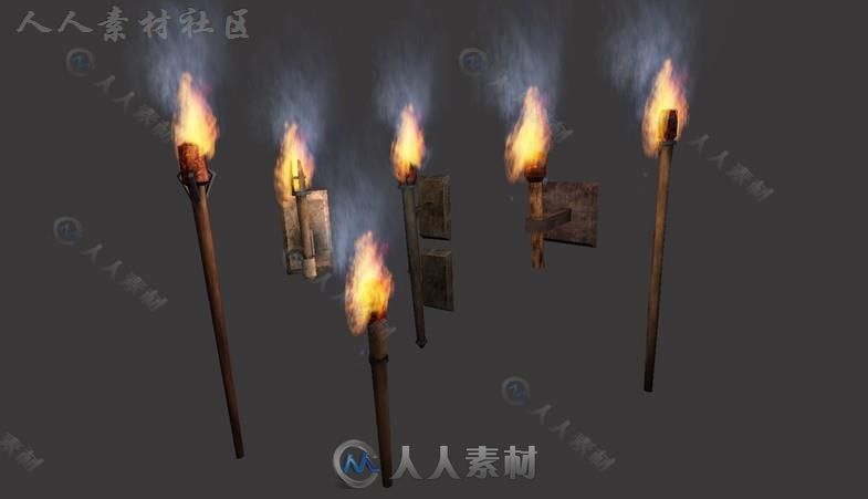 中世纪的光源室外道具模型Unity3D素材资源