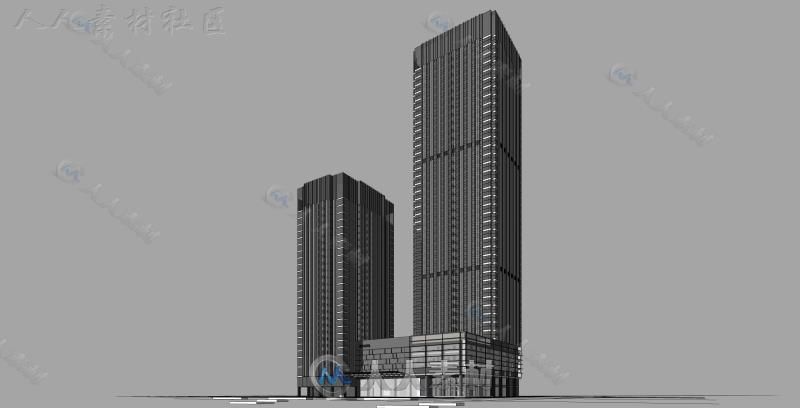 草图大师商业体模型建筑集合