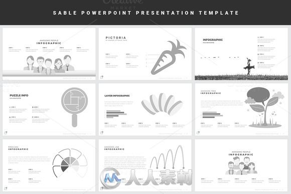 黑白主题PPT模板Sable Powerpoint Template