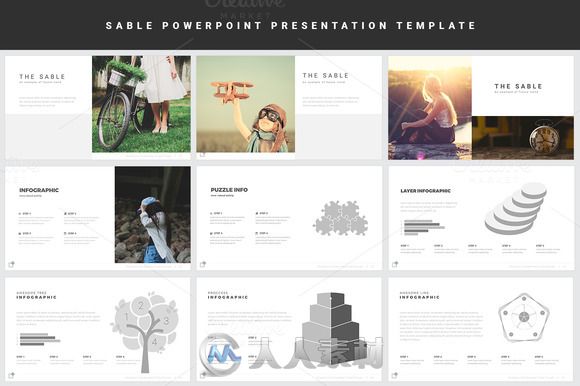 黑白主题PPT模板Sable Powerpoint Template