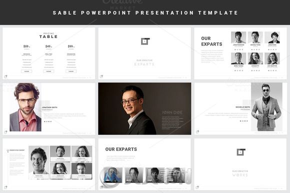 黑白主题PPT模板Sable Powerpoint Template