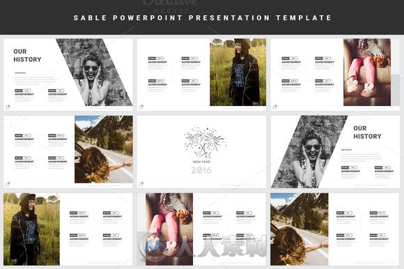 黑白主题PPT模板Sable Powerpoint Template