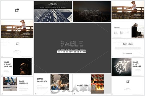 黑白主题PPT模板Sable Powerpoint Template