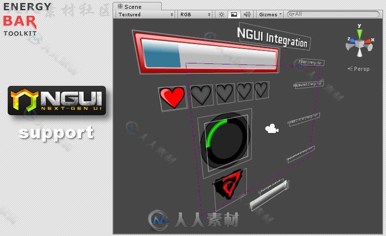 强大而简单的能量条工具包GUI脚本Unity素材资源