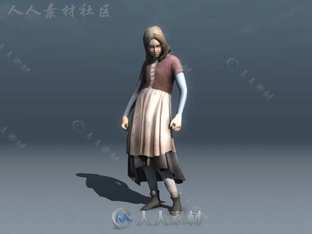 中世纪女孩幻想人形生物角色模型Unity3D素材资源