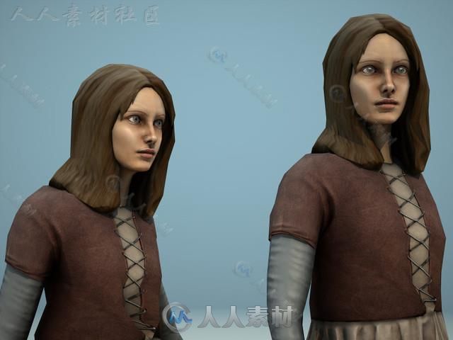 中世纪女孩幻想人形生物角色模型Unity3D素材资源