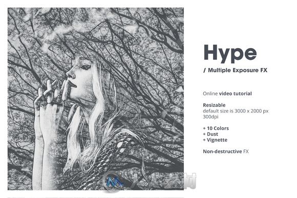 多重影像曝光特效PS动作Hype Multiple Exposure FX