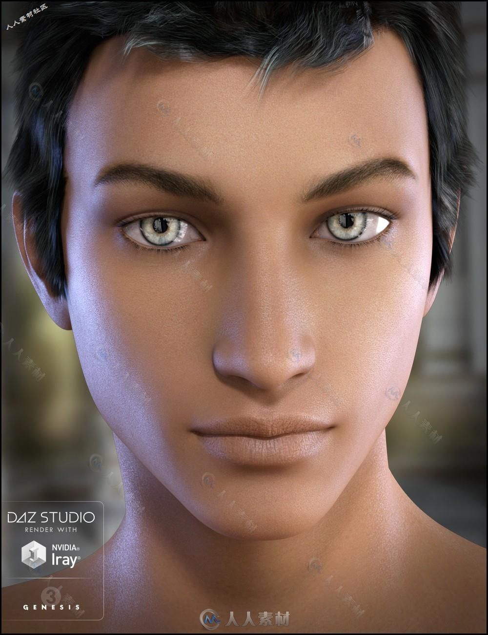 DAZ3D神色皮肤英俊男性3D模型合辑