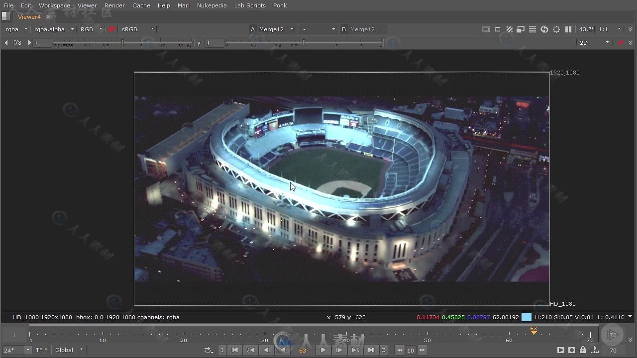 Nuke体育场建筑渲染特效合成技术视频教程