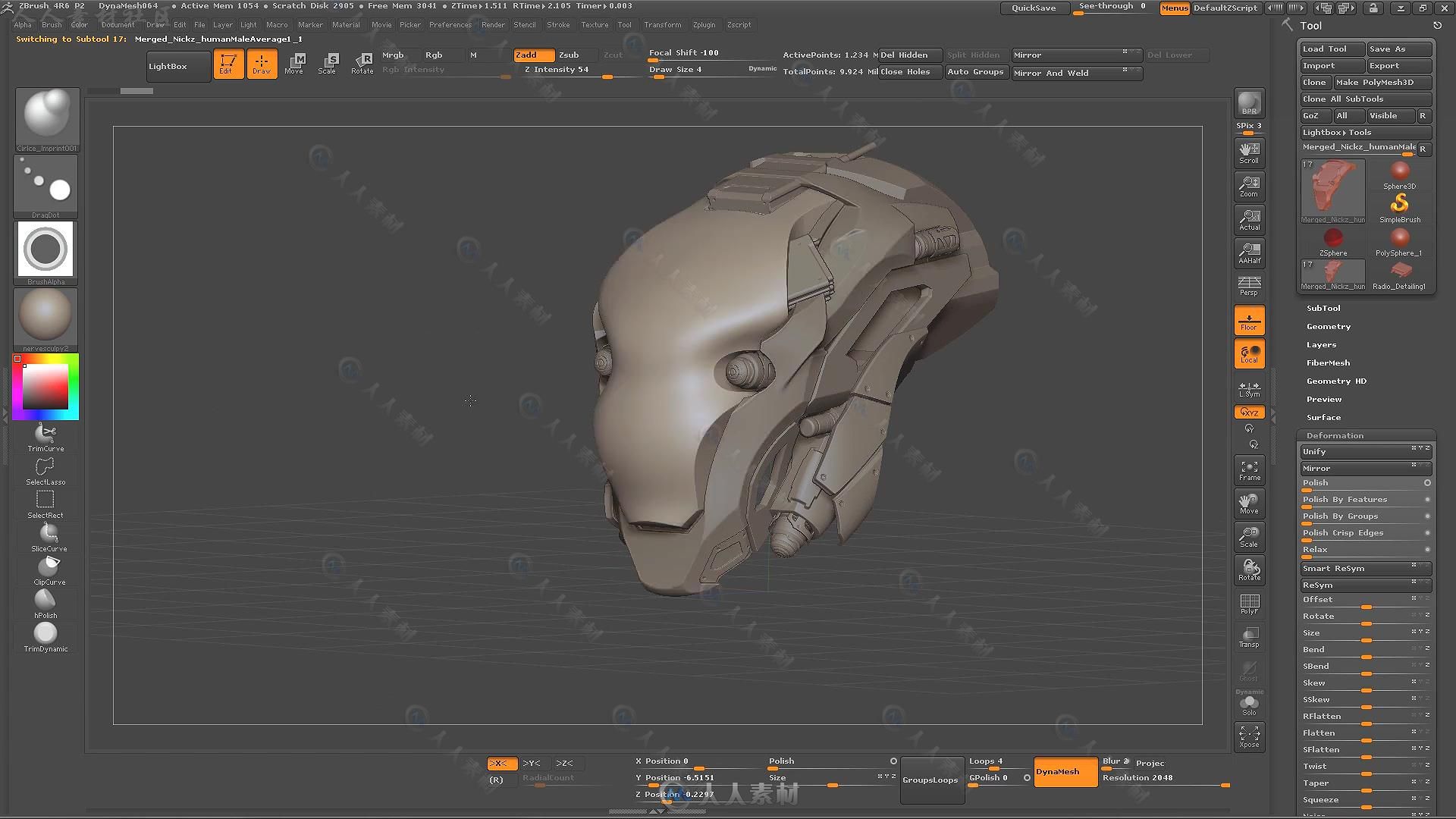 ZBrush影视游戏机器人头部设计实例制作视频教程 CUBEBRUSH ZBRUSH FOR HARDSURFACE...