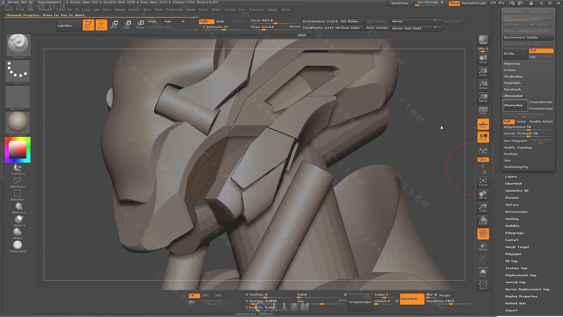 ZBrush影视游戏机器人头部设计实例制作视频教程 CUBEBRUSH ZBRUSH FOR HARDSURFACE...