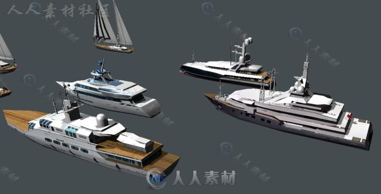 游艇帆船海上车辆模型Unity3D素材资源