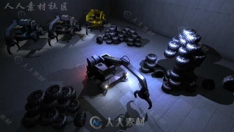 科幻风格的重型机械装载机陆地车辆模型Unity3D素材资源