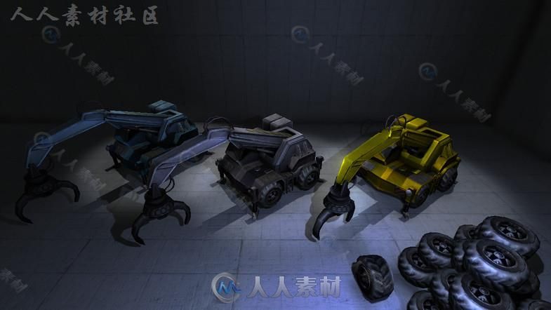 科幻风格的重型机械装载机陆地车辆模型Unity3D素材资源