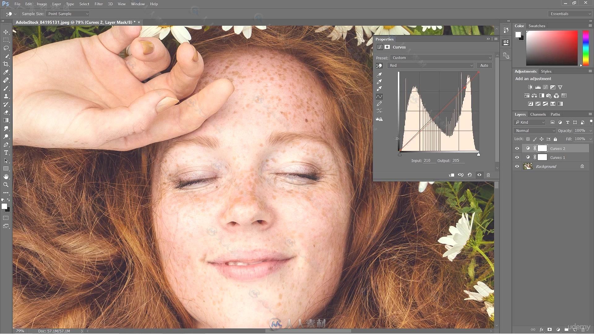 PS中人物角色曲线调色实例训练视频教程 UDEMY MASTERING CURVES IN PHOTOSHOP CC