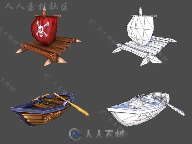 卡通海盗包模型Unity3D素材资源