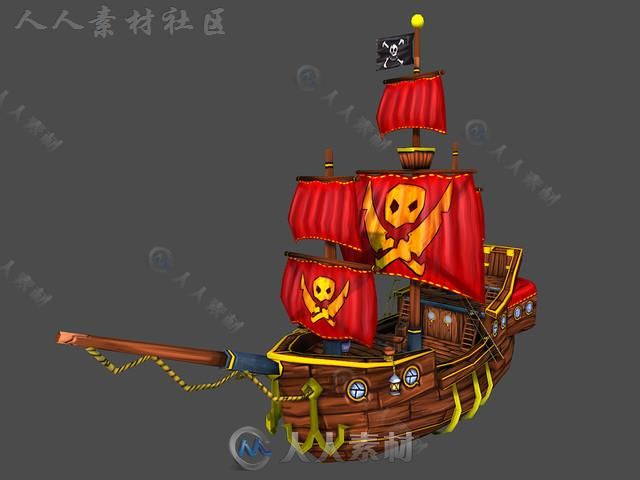 卡通海盗包模型Unity3D素材资源