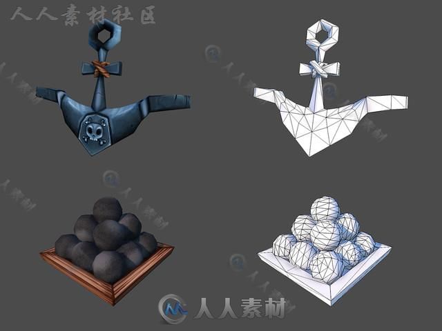 卡通海盗包模型Unity3D素材资源