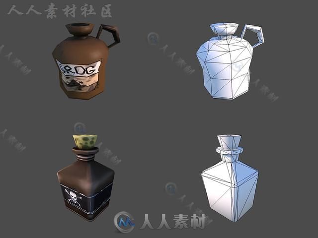 卡通海盗包模型Unity3D素材资源