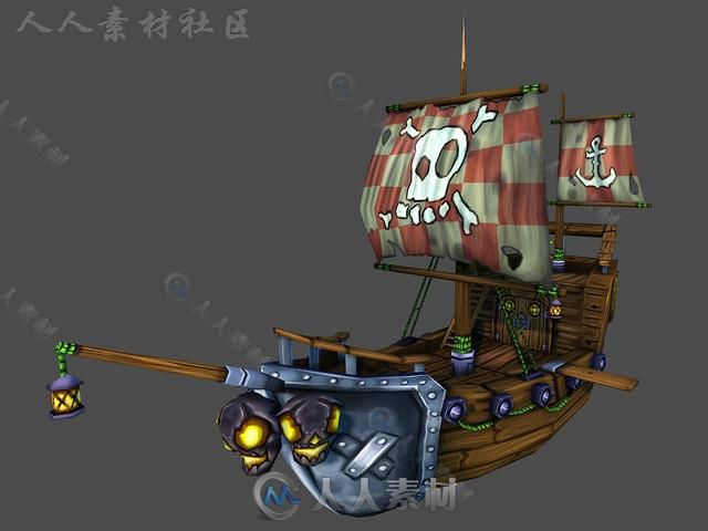 卡通海盗包模型Unity3D素材资源