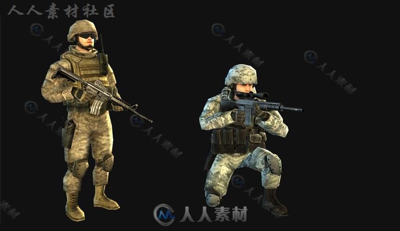 士兵角色模型Unity3D素材资源