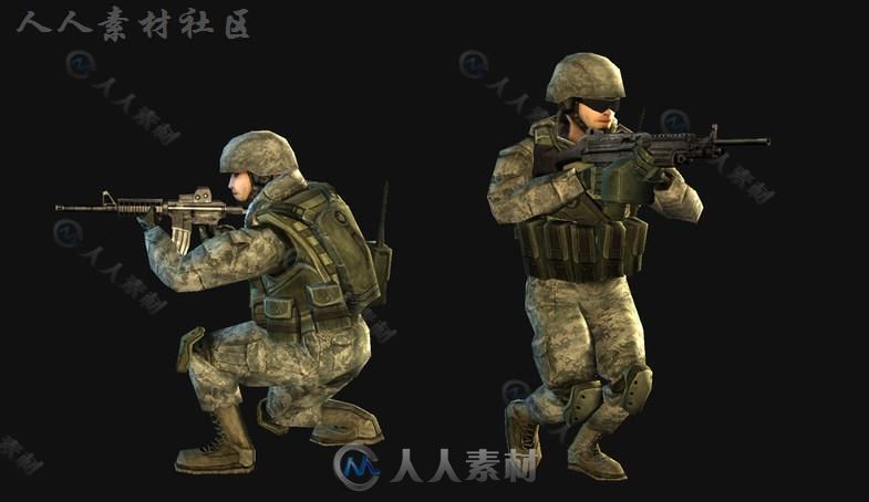 士兵角色模型Unity3D素材资源