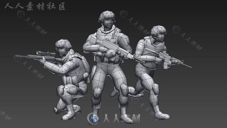 士兵角色模型Unity3D素材资源