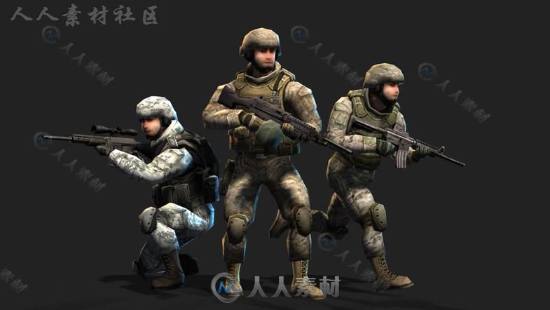 士兵角色模型Unity3D素材资源