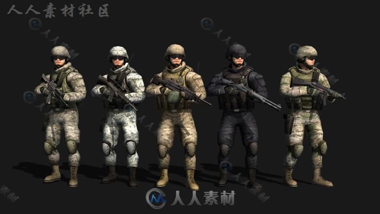 士兵角色模型Unity3D素材资源