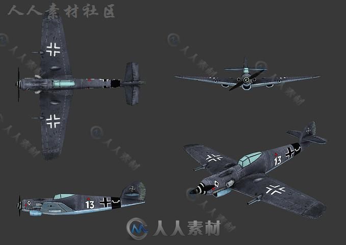 德国二战飞机空中汽车模型Unity3D素材资源