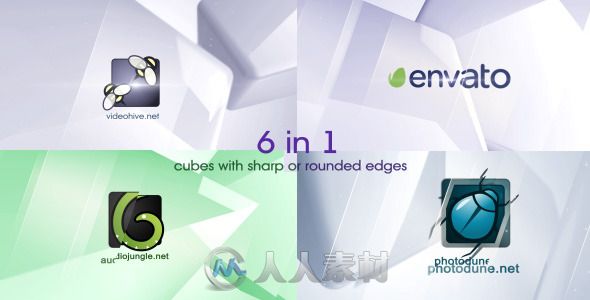 优雅美丽的三维方块折射标志LOGO演绎AE模板 Videohive Elegant Glossy Identity...