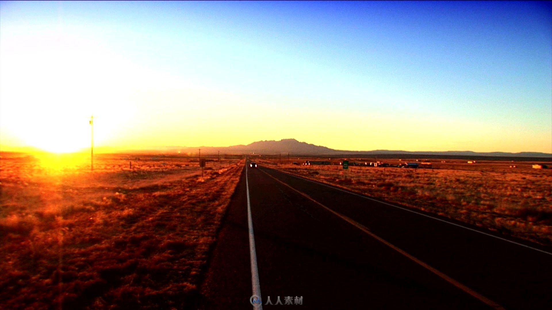 夕阳西下国外公路视频素材