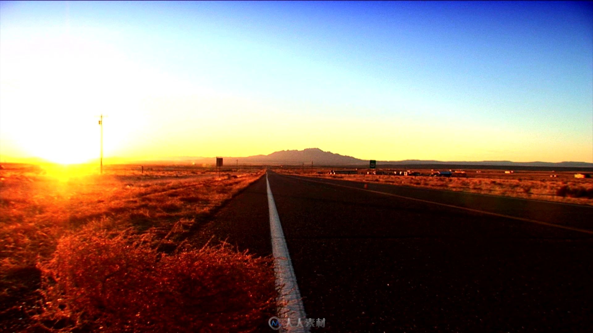 夕阳西下国外公路视频素材