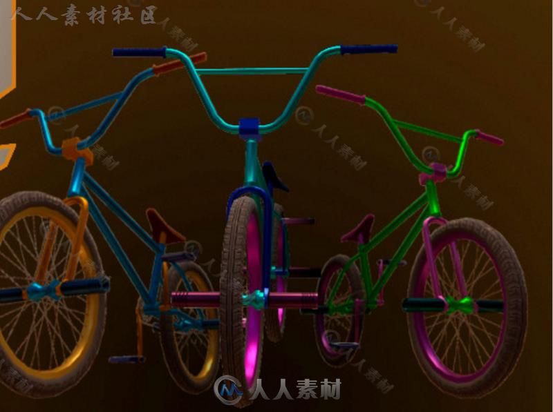 可定制颜色的BMX自行车模型Unity3D素材资源