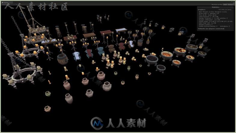 地牢室内道具模型Unity3D素材资源