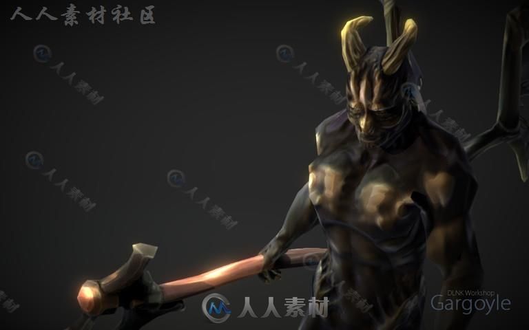 拿斧头的恶魔幻想人形生物角色模型Unity3D素材资源