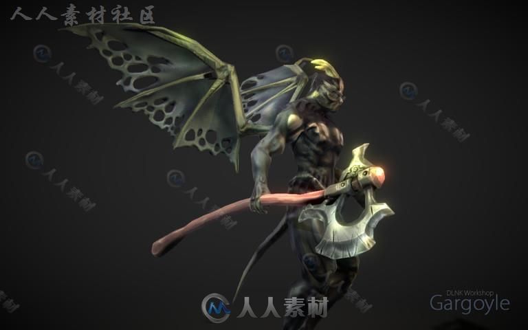 拿斧头的恶魔幻想人形生物角色模型Unity3D素材资源