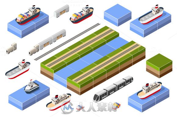 卡通城市等距视图AI矢量文件Bundle isometric city