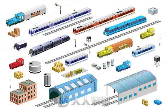 卡通城市等距视图AI矢量文件Bundle isometric city