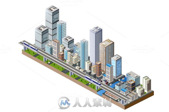 卡通城市等距视图AI矢量文件Bundle isometric city