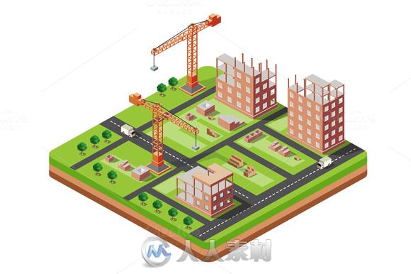 卡通城市等距视图AI矢量文件Bundle isometric city