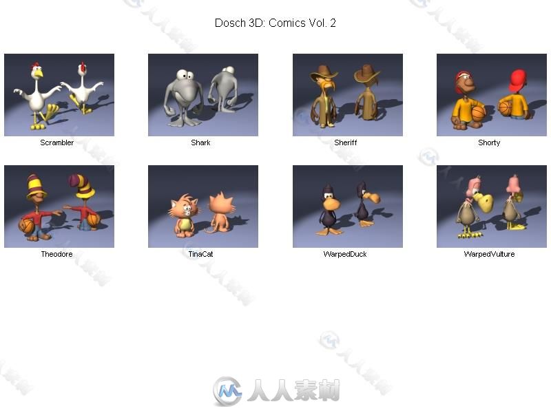 100组卡通漫画角色3D模型合辑 DOSCH 3D COMIC CHARACTERS V2