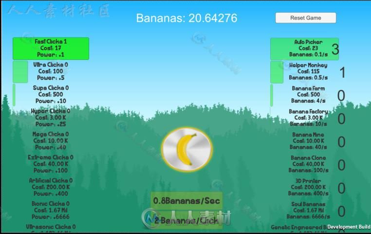 香蕉点击游戏场景样板完整项目Unity素材资源