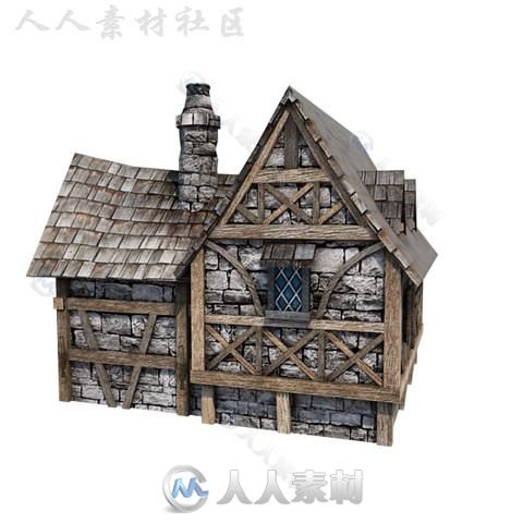 中世纪房屋室外道具模型Unity3D素材资源