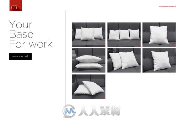 抱枕枕头靠垫展示PSD模板Pillow on Sofa Mock-up